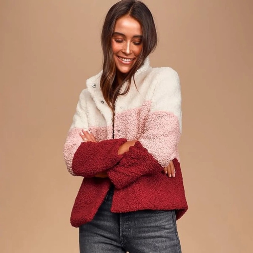 Lulus Warmest Wishes Color Block Jacket